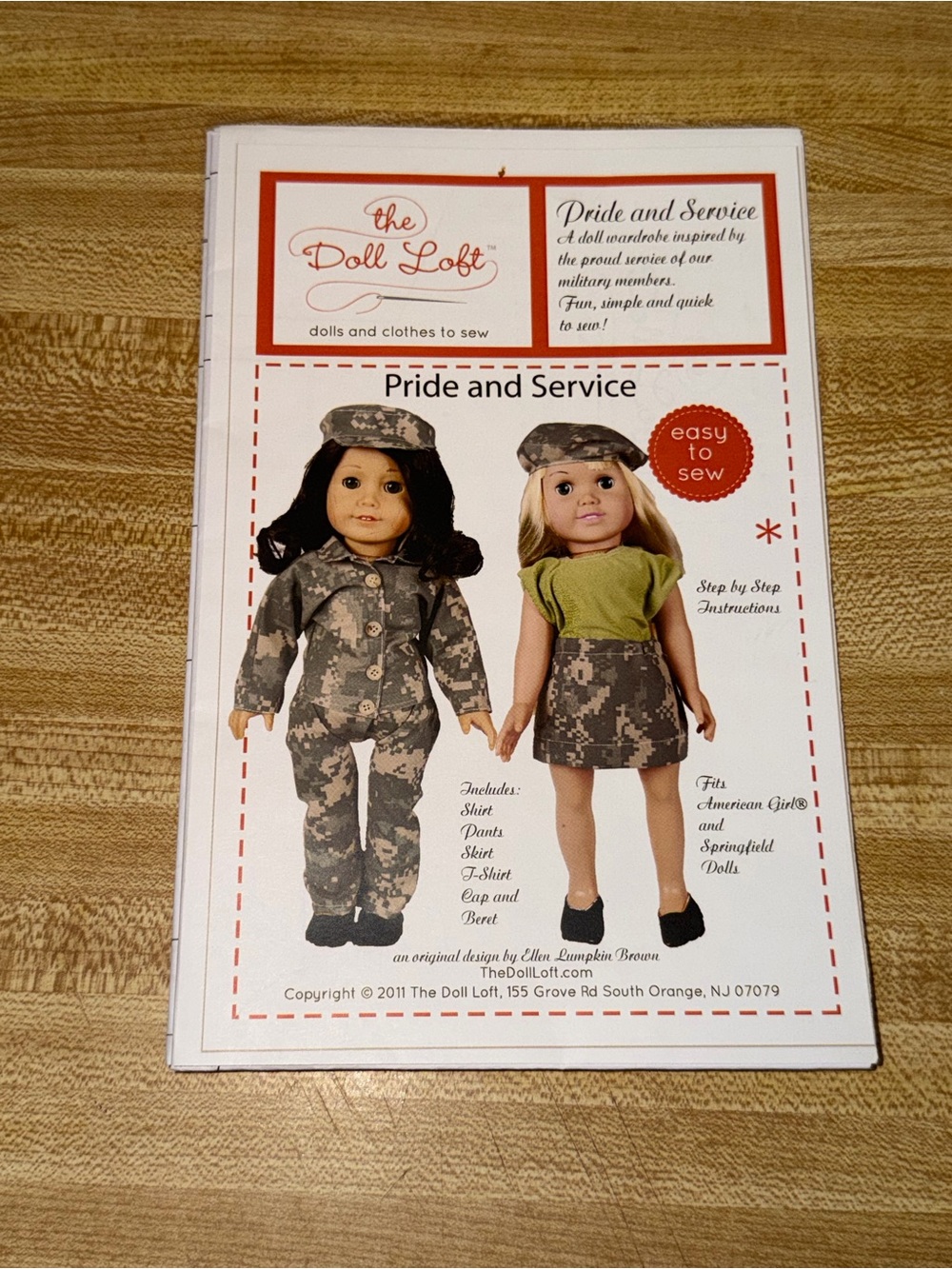 2011 Pride and Service Doll Outfit Pattern - Green Camo sewing patterns craft
